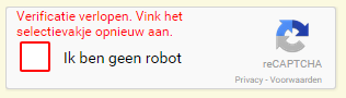 Het captcha verlopen element.